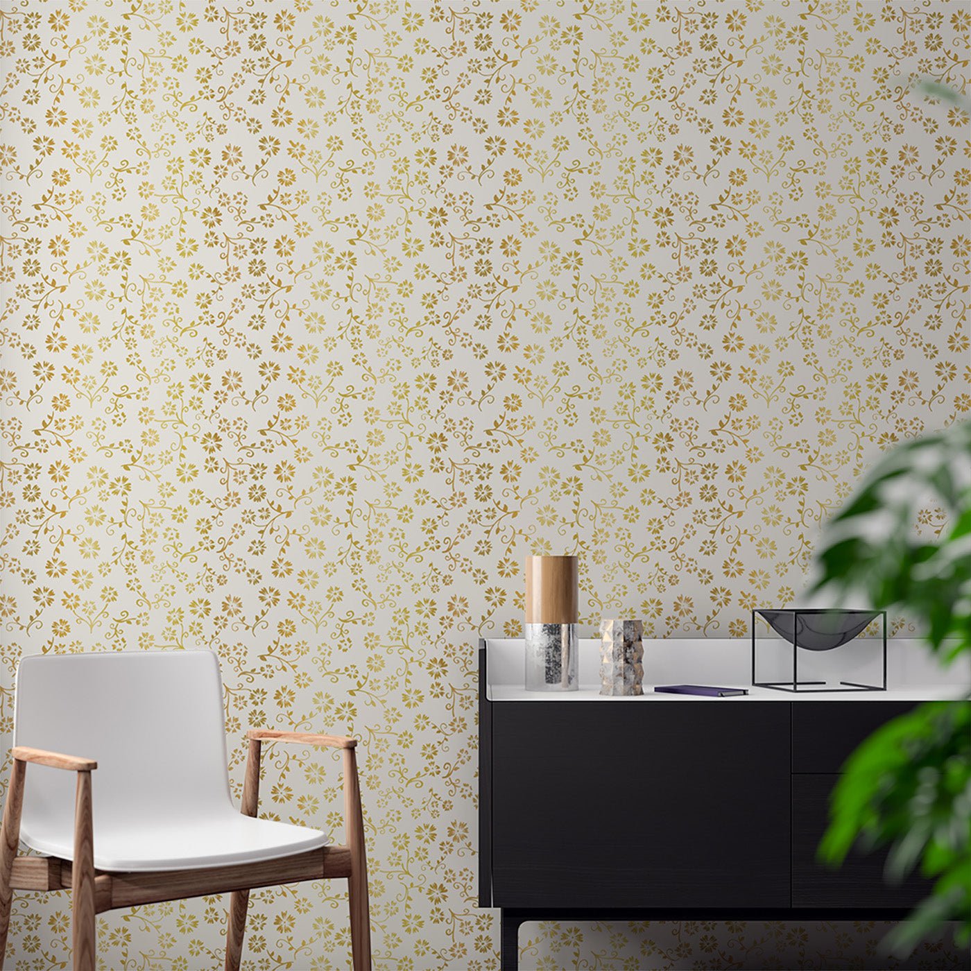 Floral & Leaves Wallpaper WAL1893-F