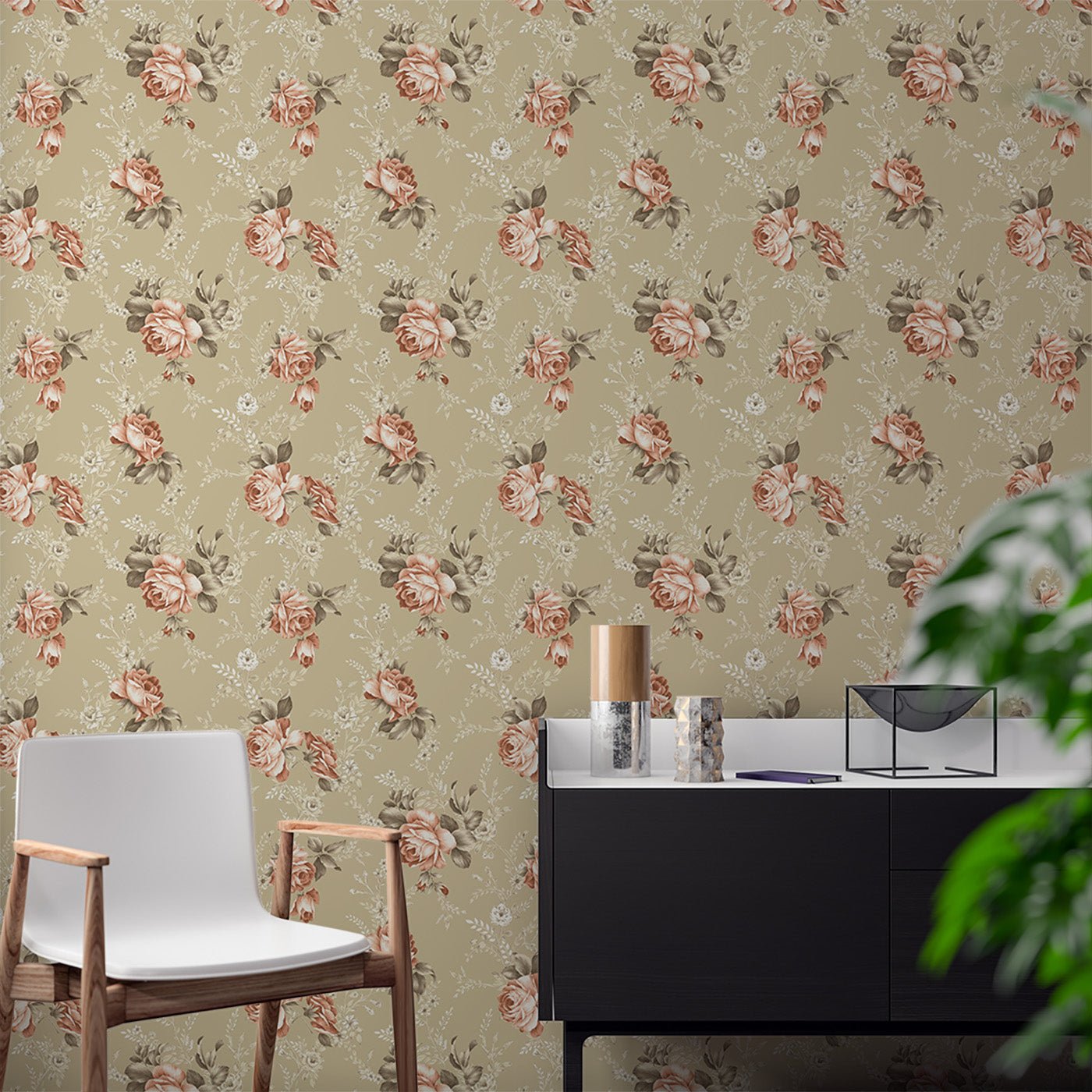 Floral & Leaves Wallpaper WAL1896-F