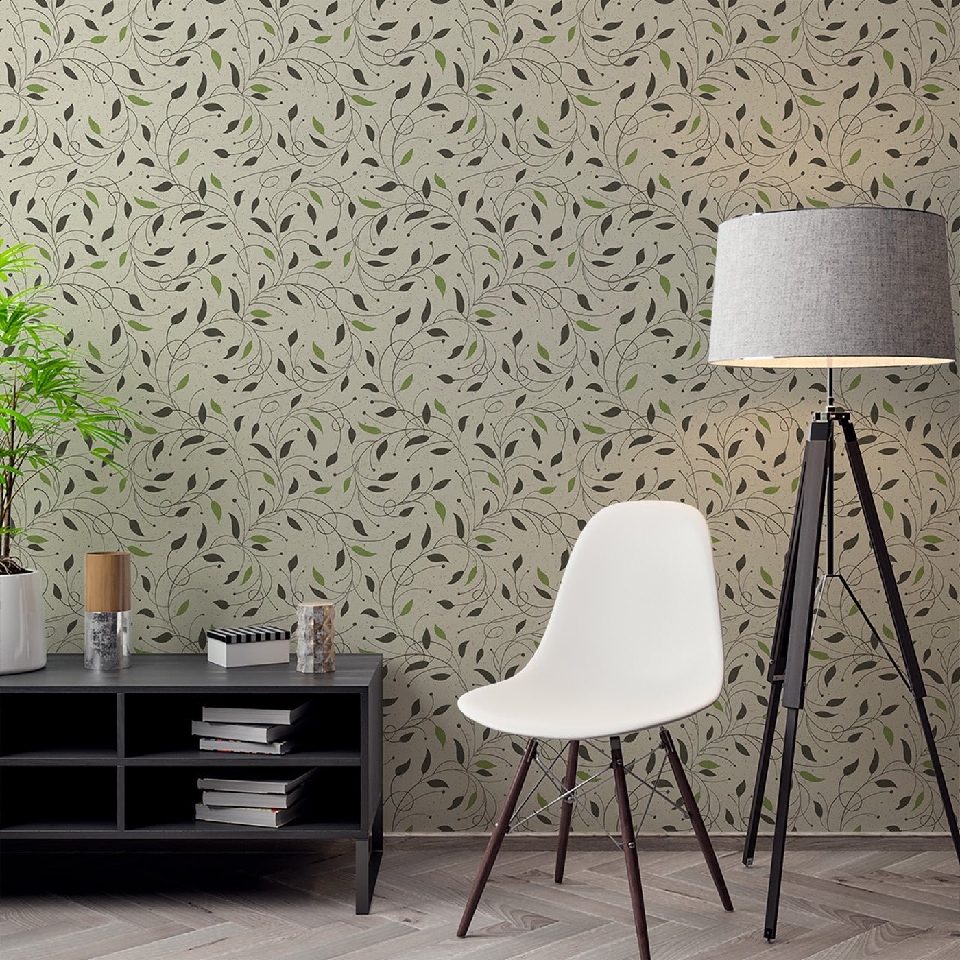 Floral & Leaves Wallpaper WAL1898-F