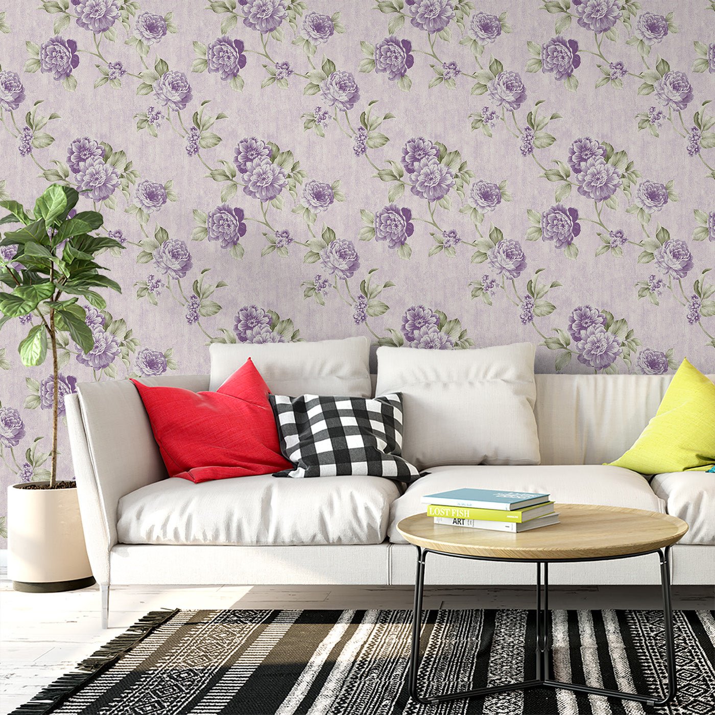 Floral & Leaves Wallpaper WAL1899-F