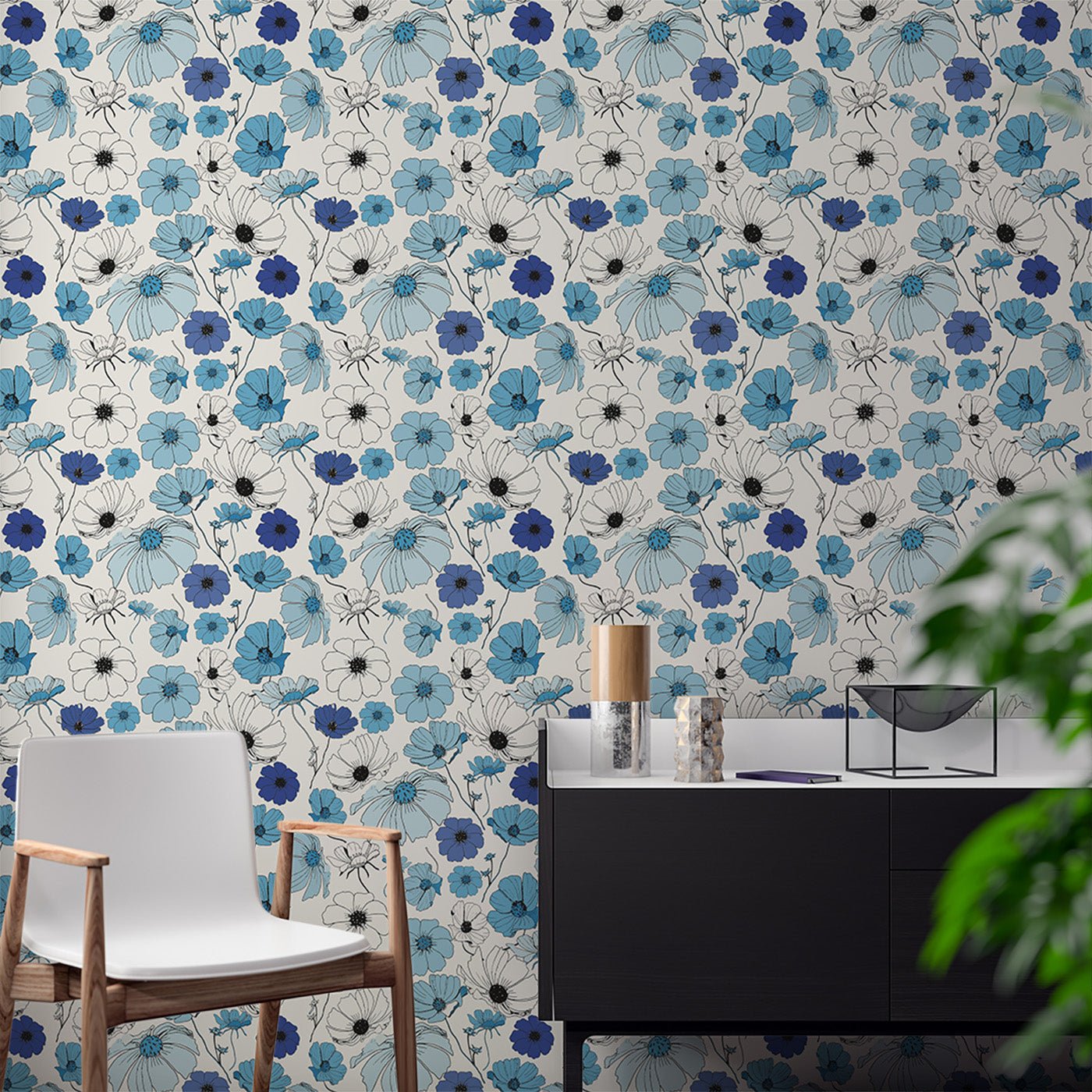 Floral & Leaves Wallpaper WAL1901-F