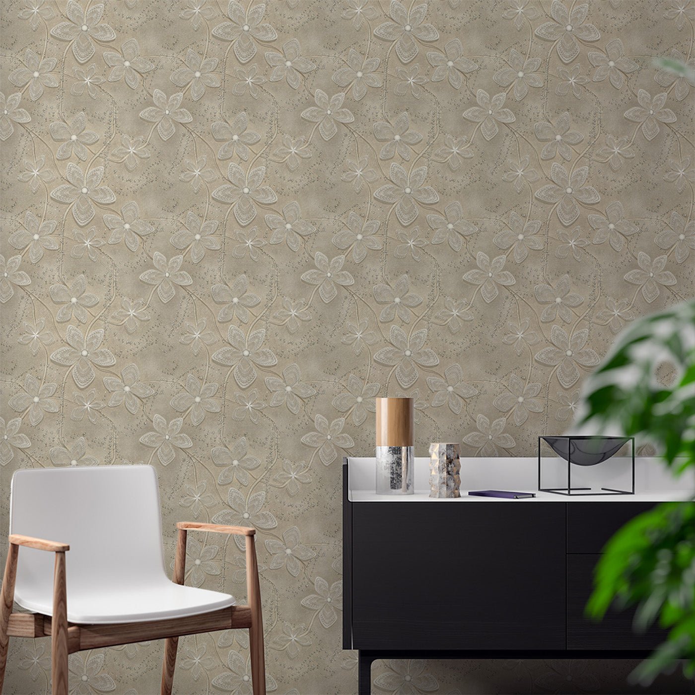 Floral & Leaves Wallpaper WAL1903-F