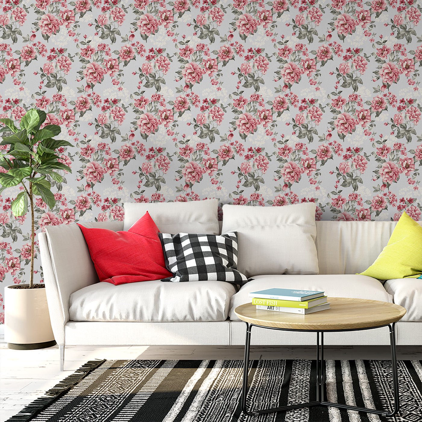 Floral & Leaves Wallpaper WAL1904-F