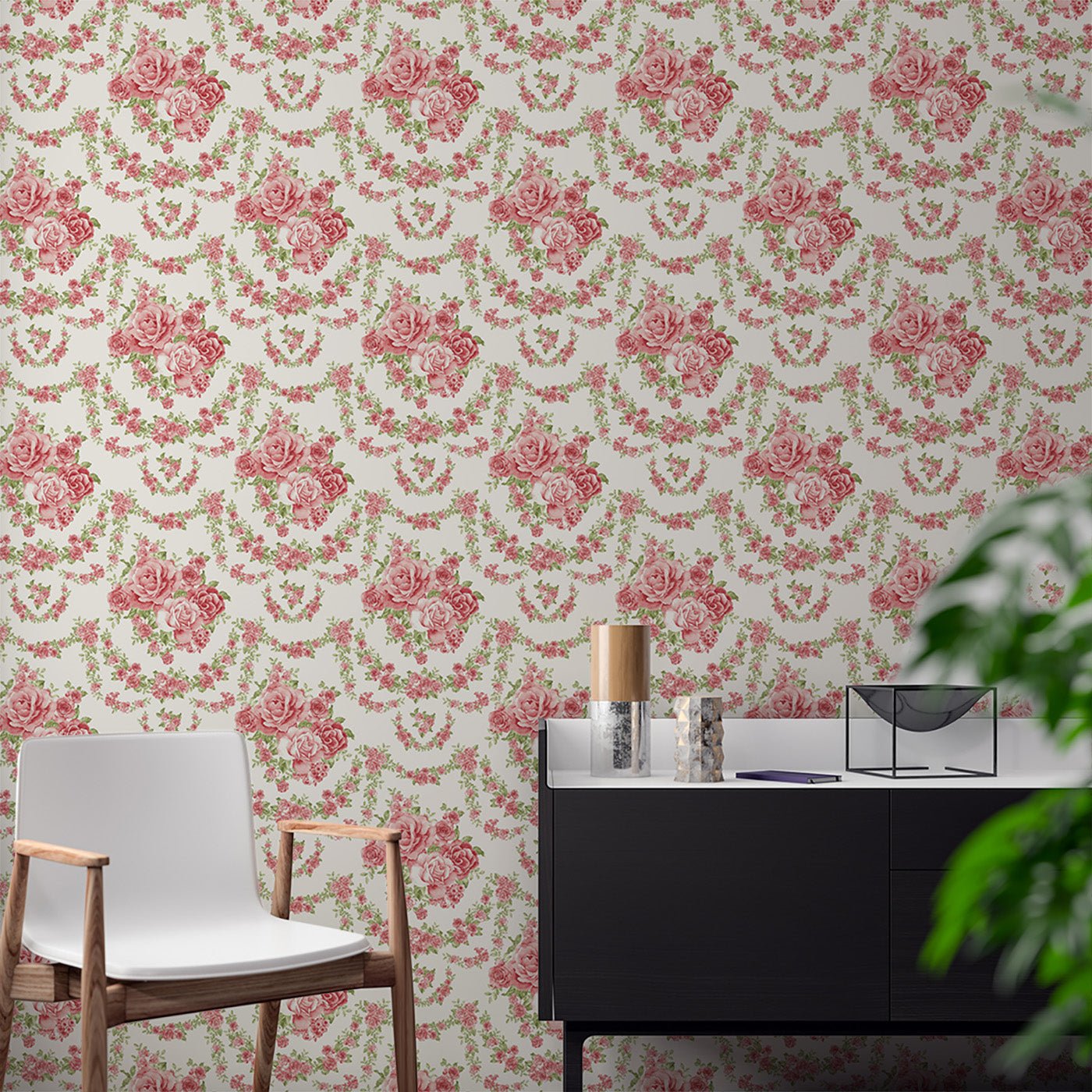 Floral & Leaves Wallpaper WAL1905-F