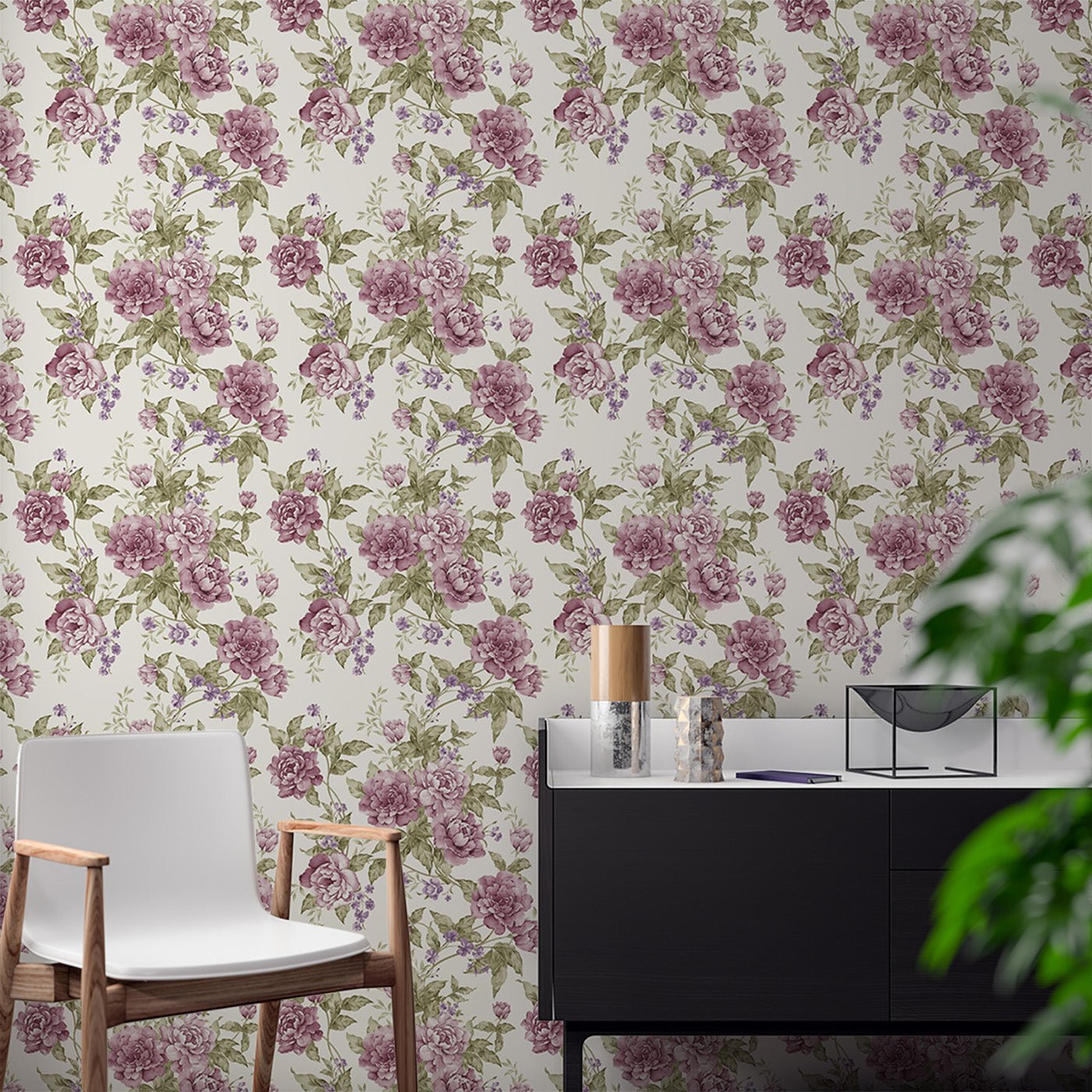 Floral & Leaves Wallpaper WAL1906-F