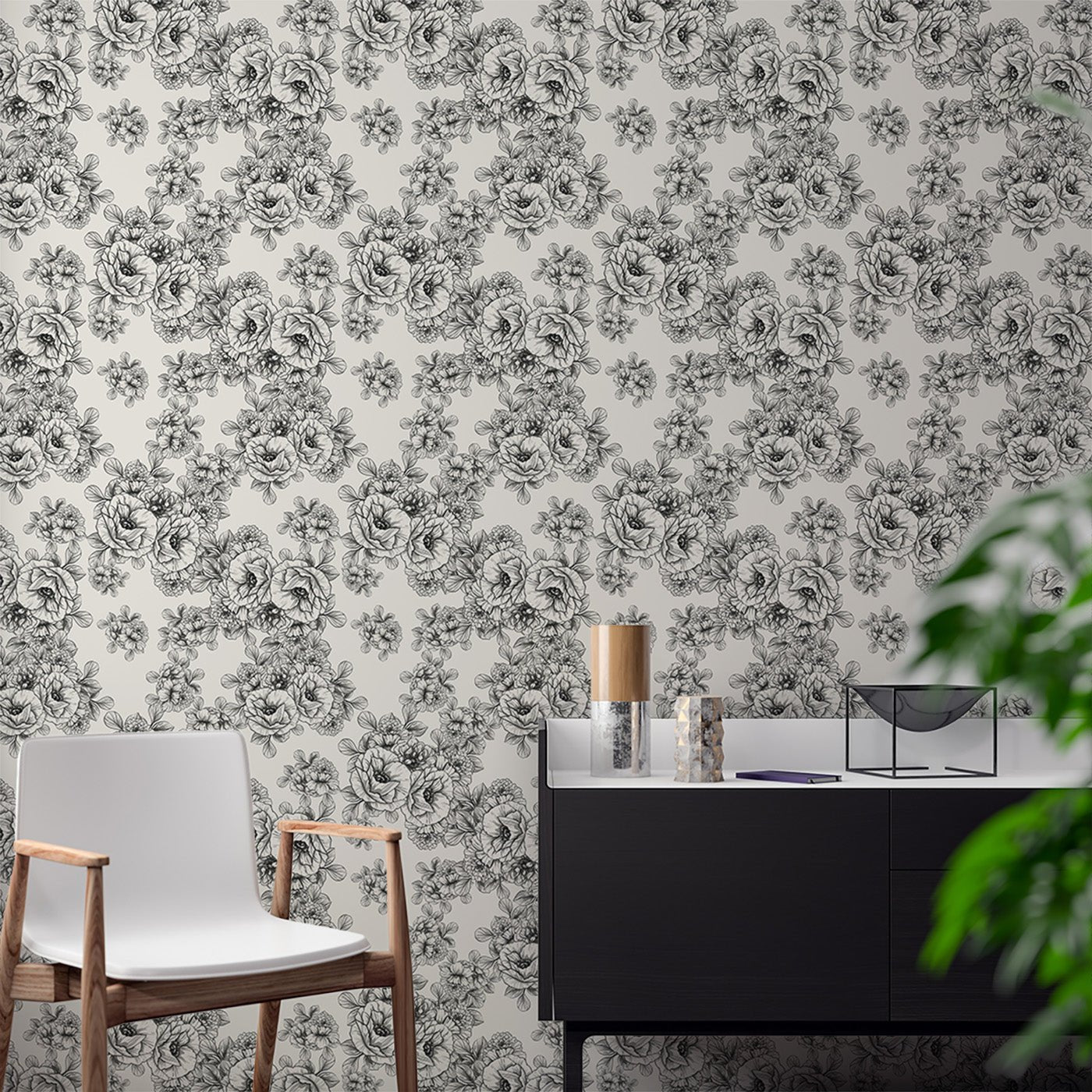 Floral & Leaves Wallpaper WAL1911-F