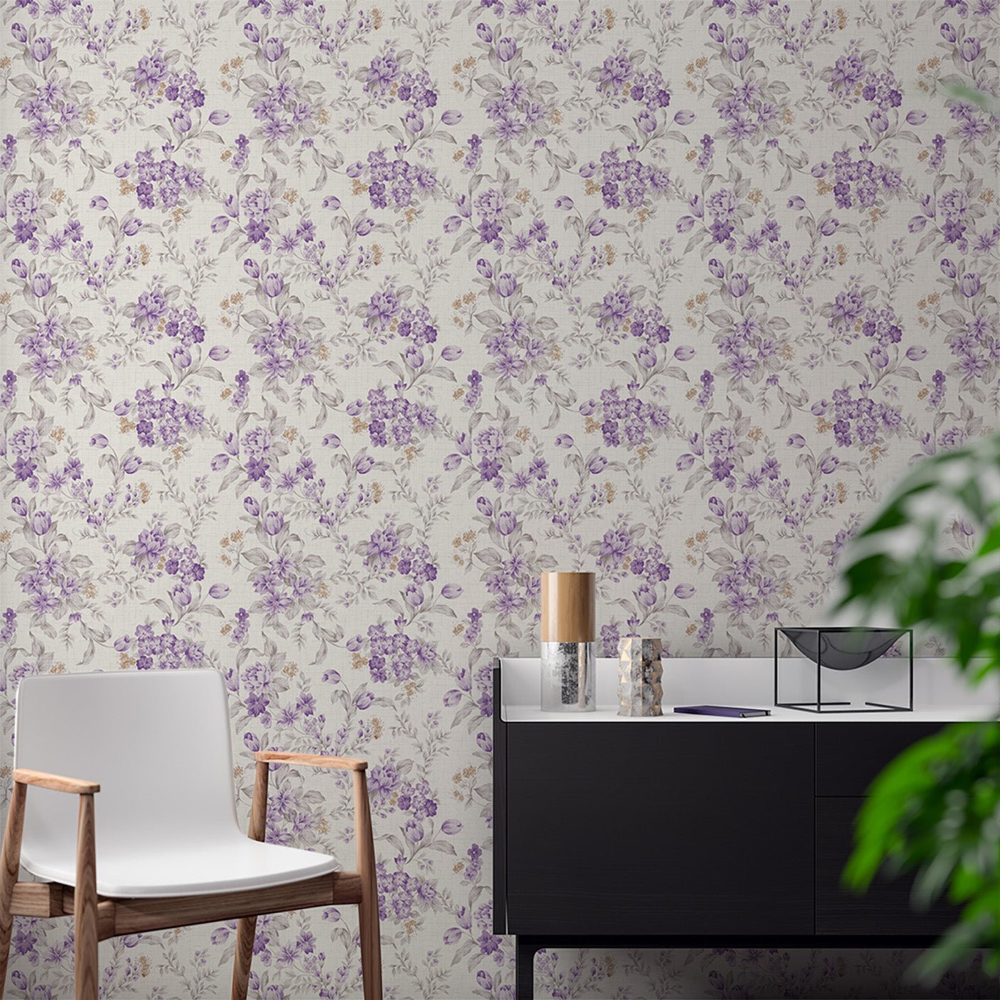 Floral & Leaves Wallpaper WAL1917-F