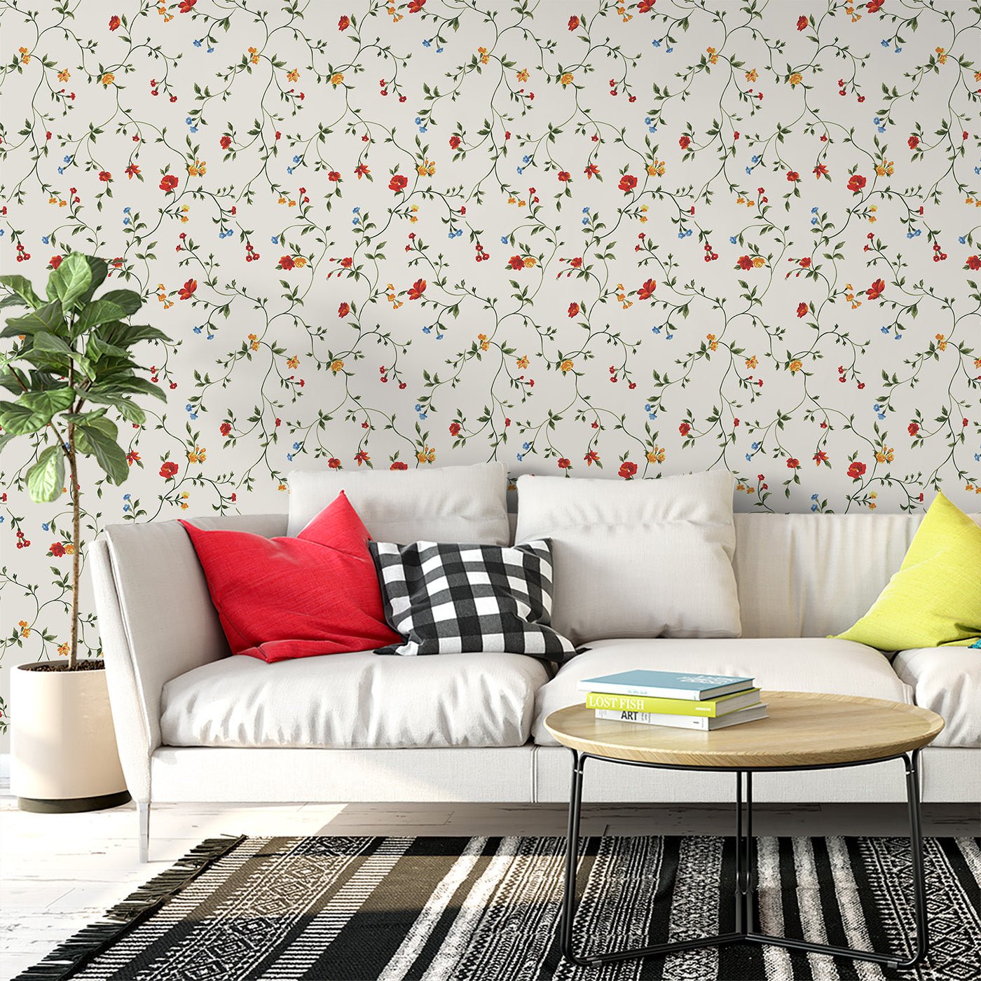 Floral & Leaves Wallpaper WAL1918-F