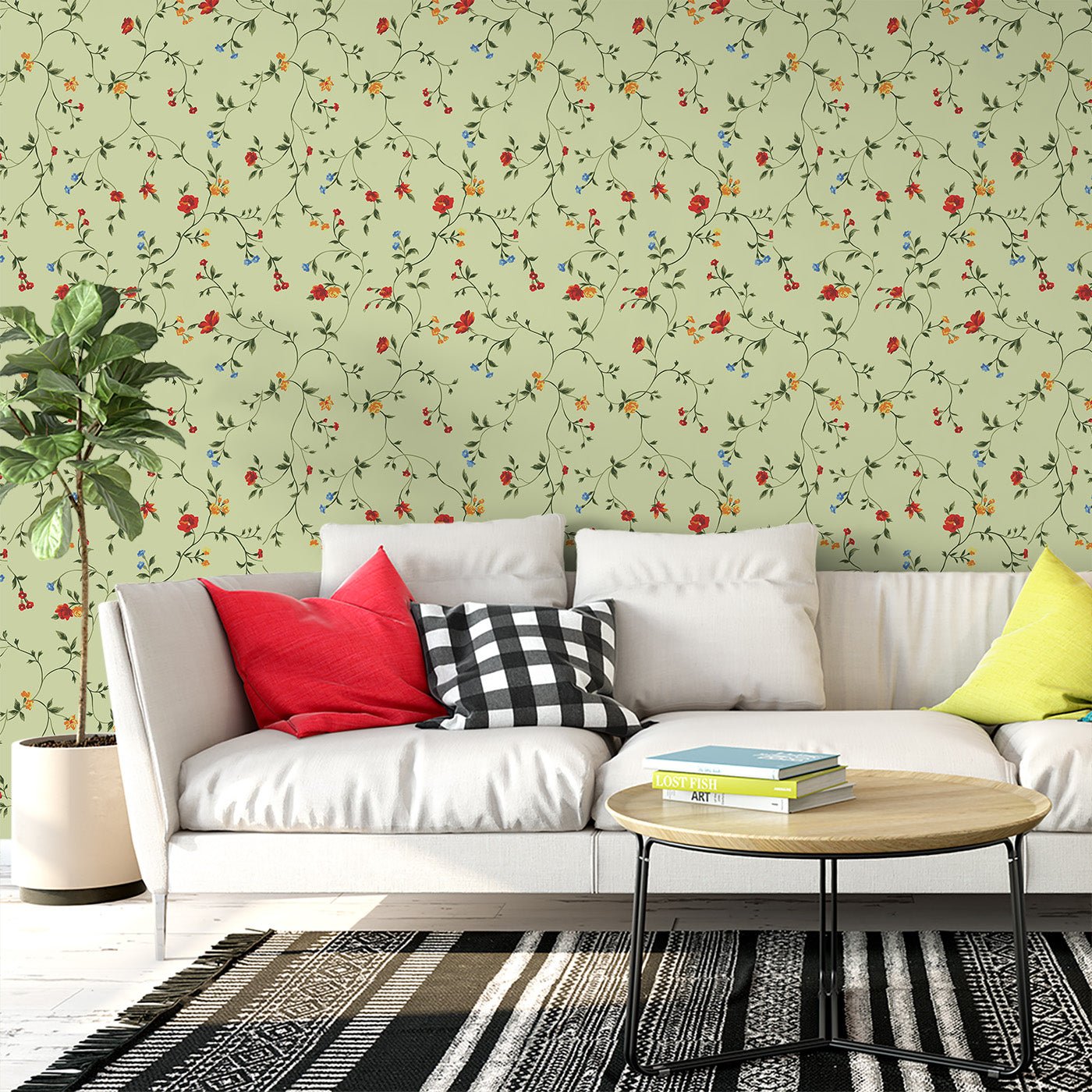 Floral & Leaves Wallpaper WAL1920-F