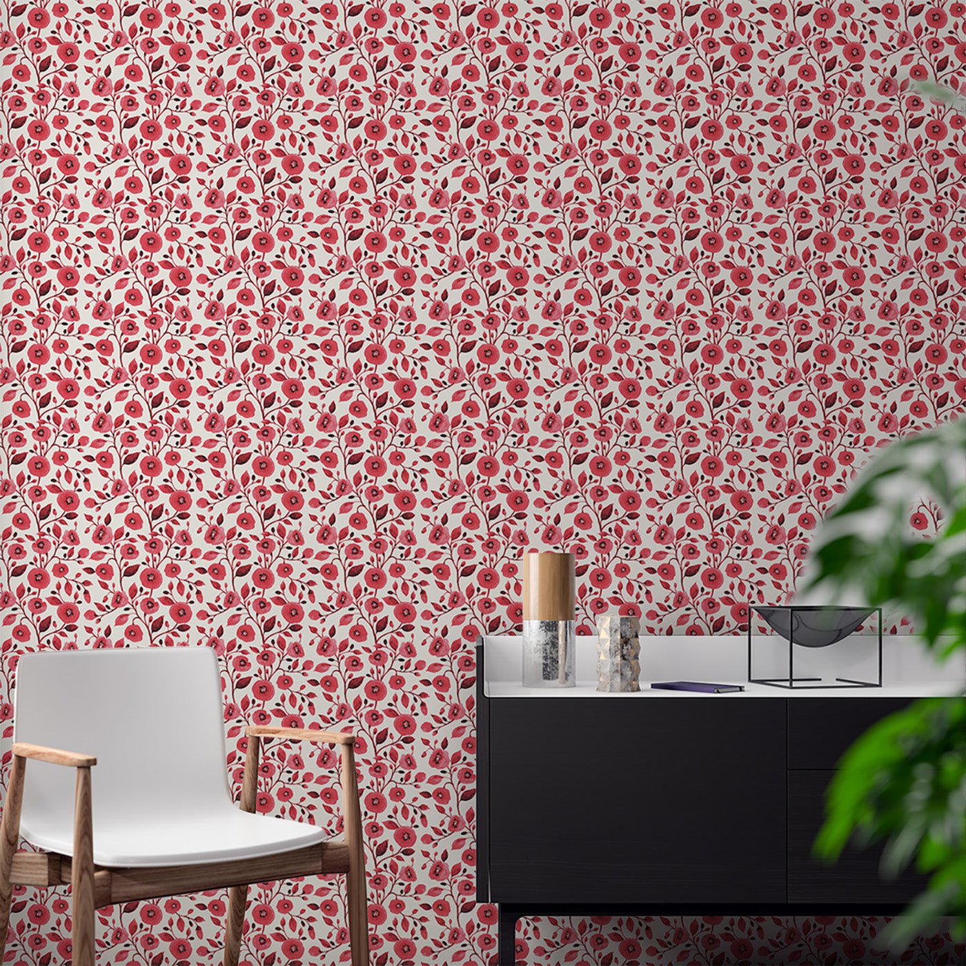 Floral & Leaves Wallpaper WAL1925-F