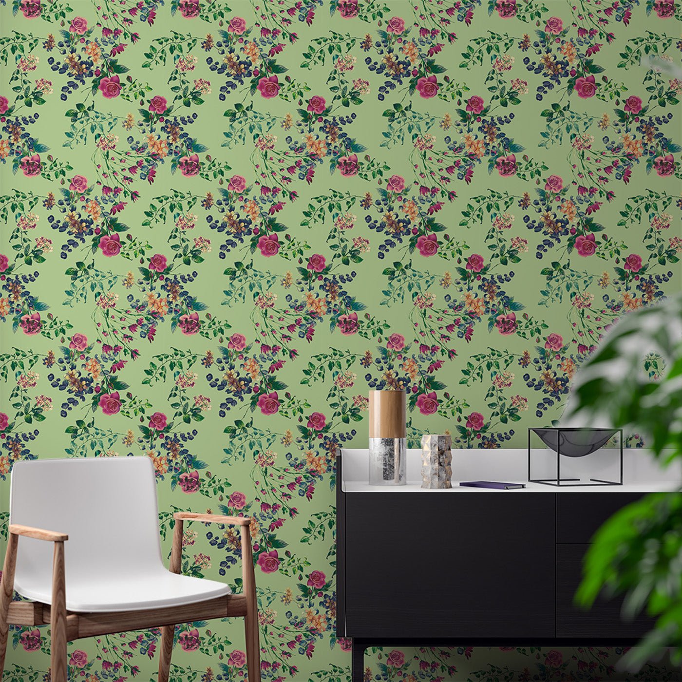 Floral & Leaves Wallpaper WAL1929-F