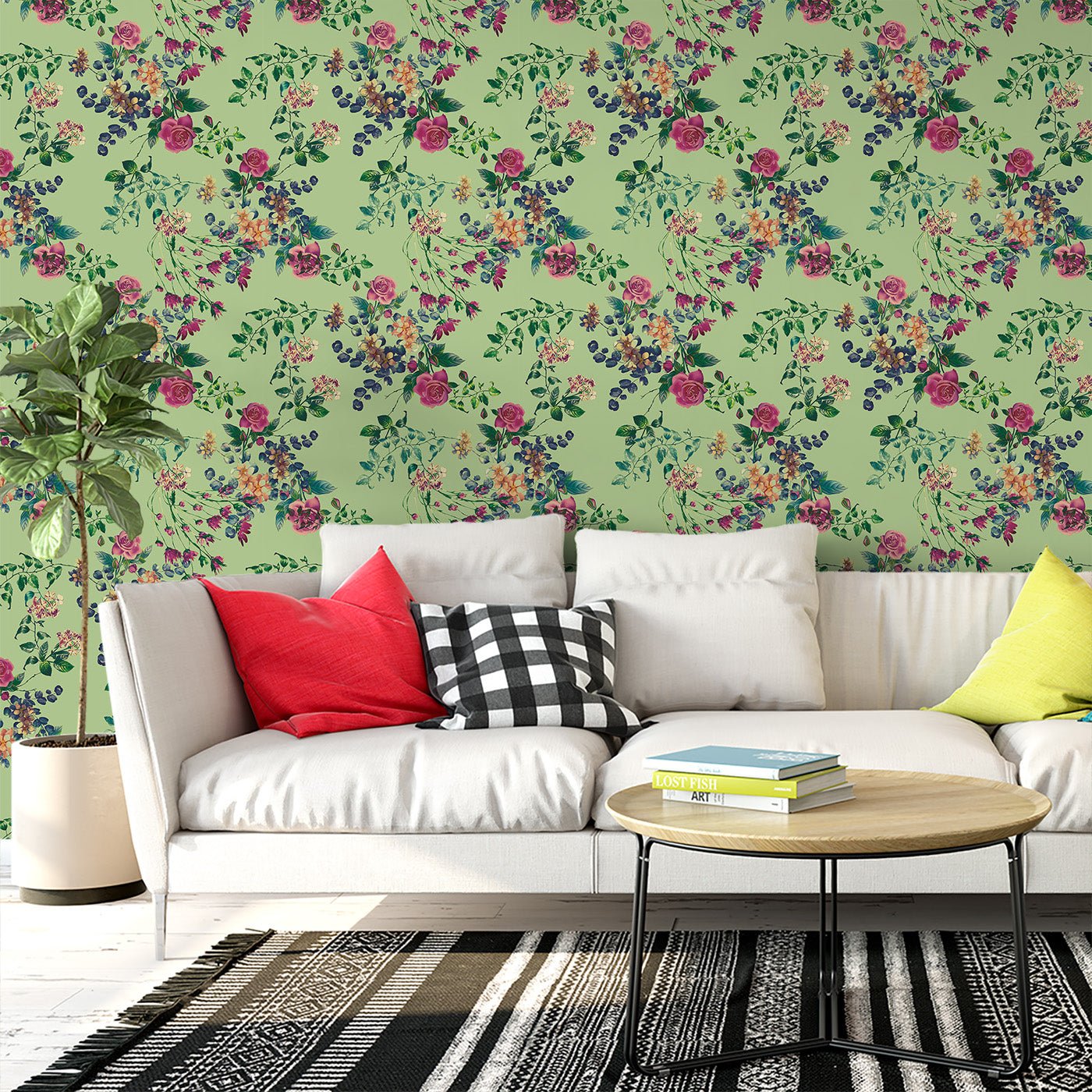 Floral & Leaves Wallpaper WAL1929-F