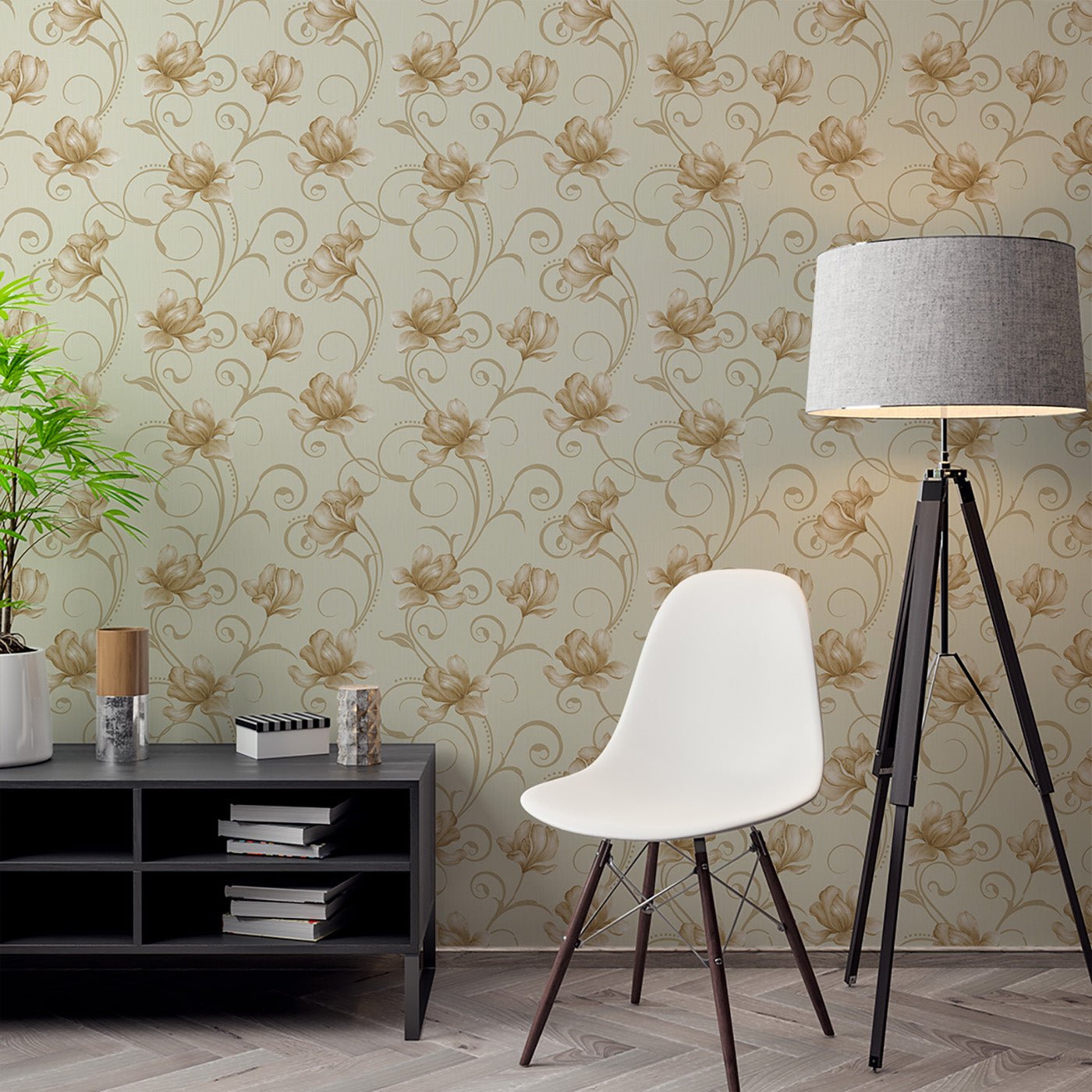 Floral & Leaves Wallpaper WAL1934-F