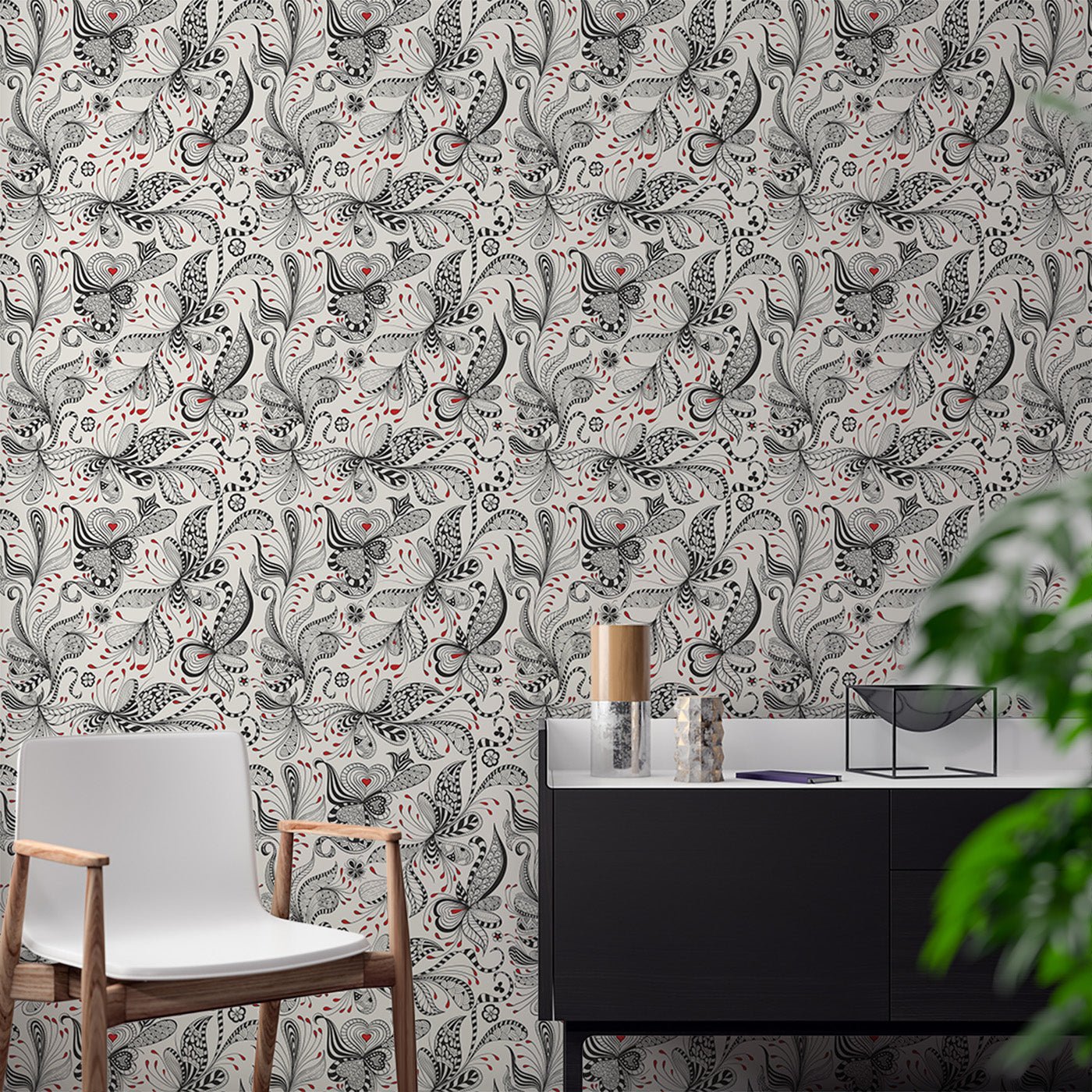 Floral & Leaves Wallpaper WAL1940-F