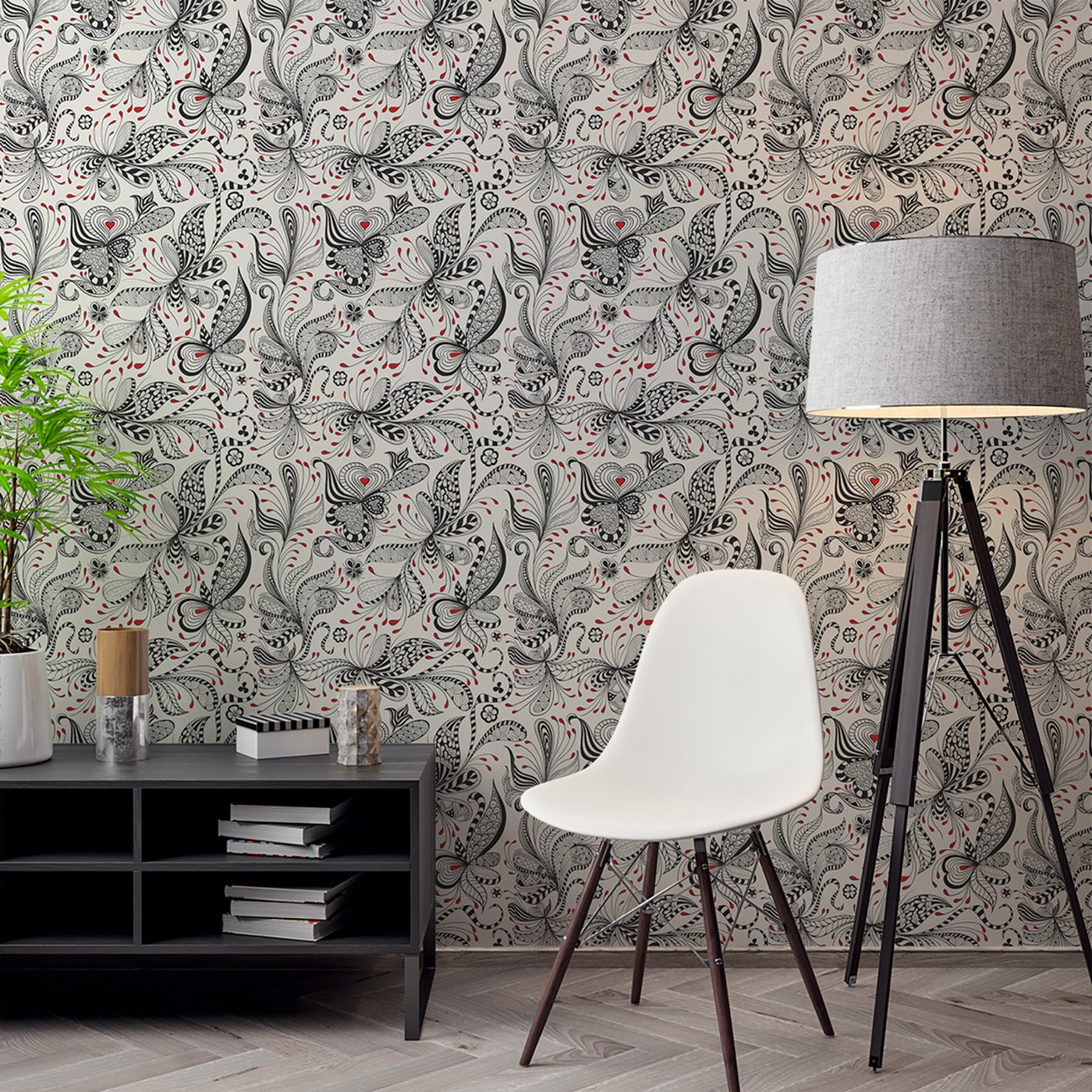 Floral & Leaves Wallpaper WAL1940-F