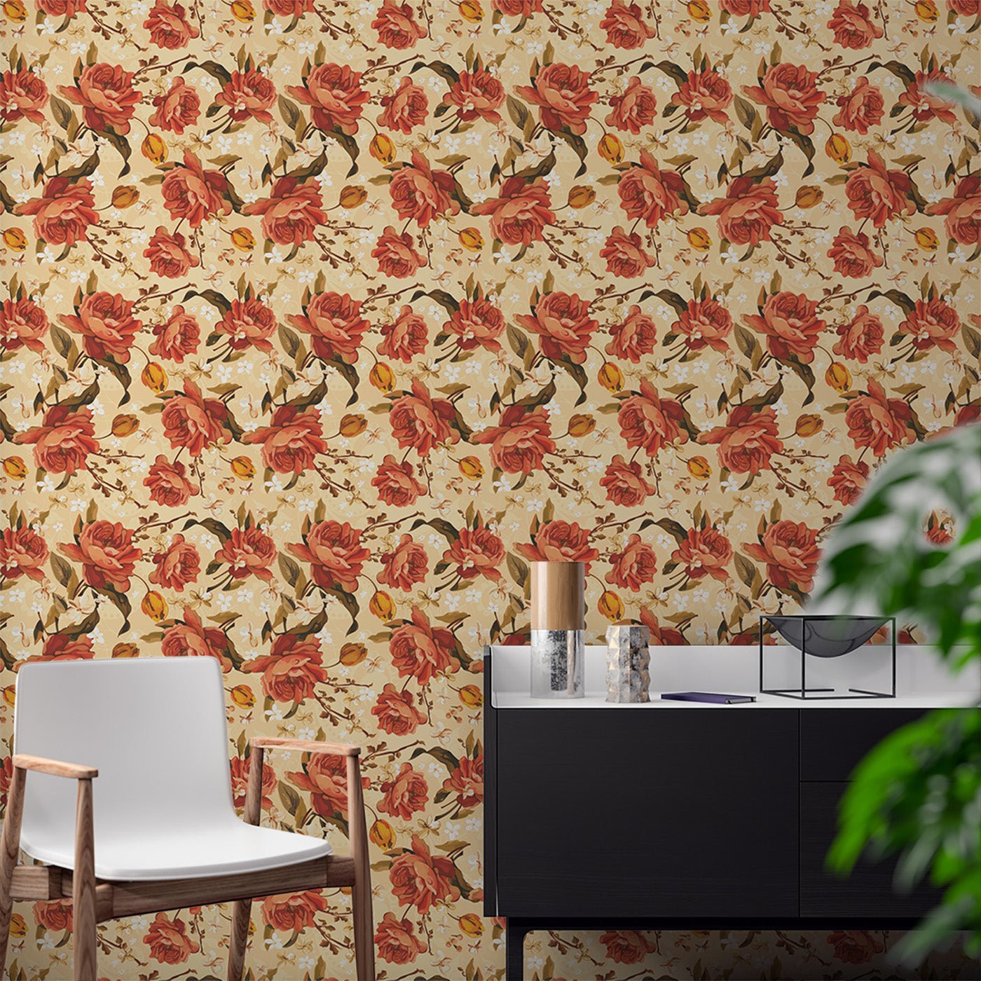 Floral & Leaves Wallpaper WAL1942-F