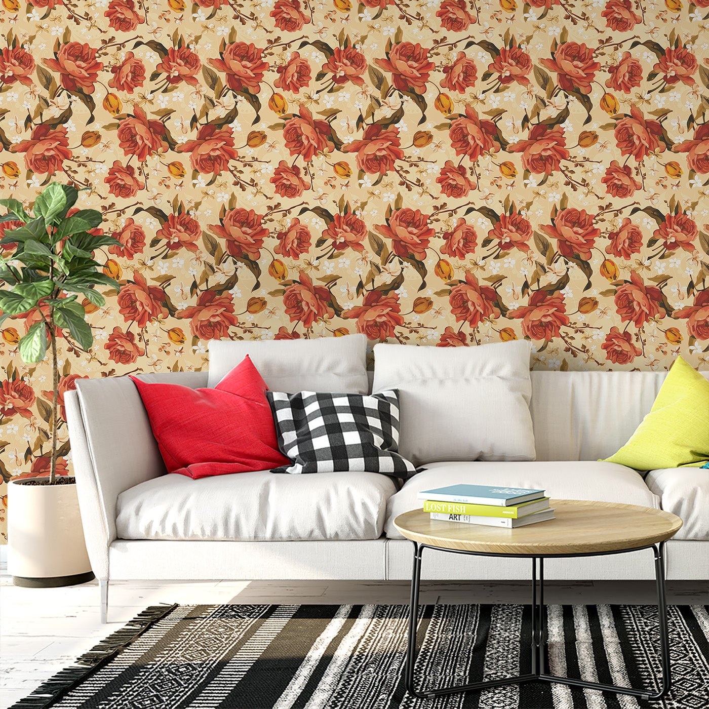 Floral & Leaves Wallpaper WAL1942-F