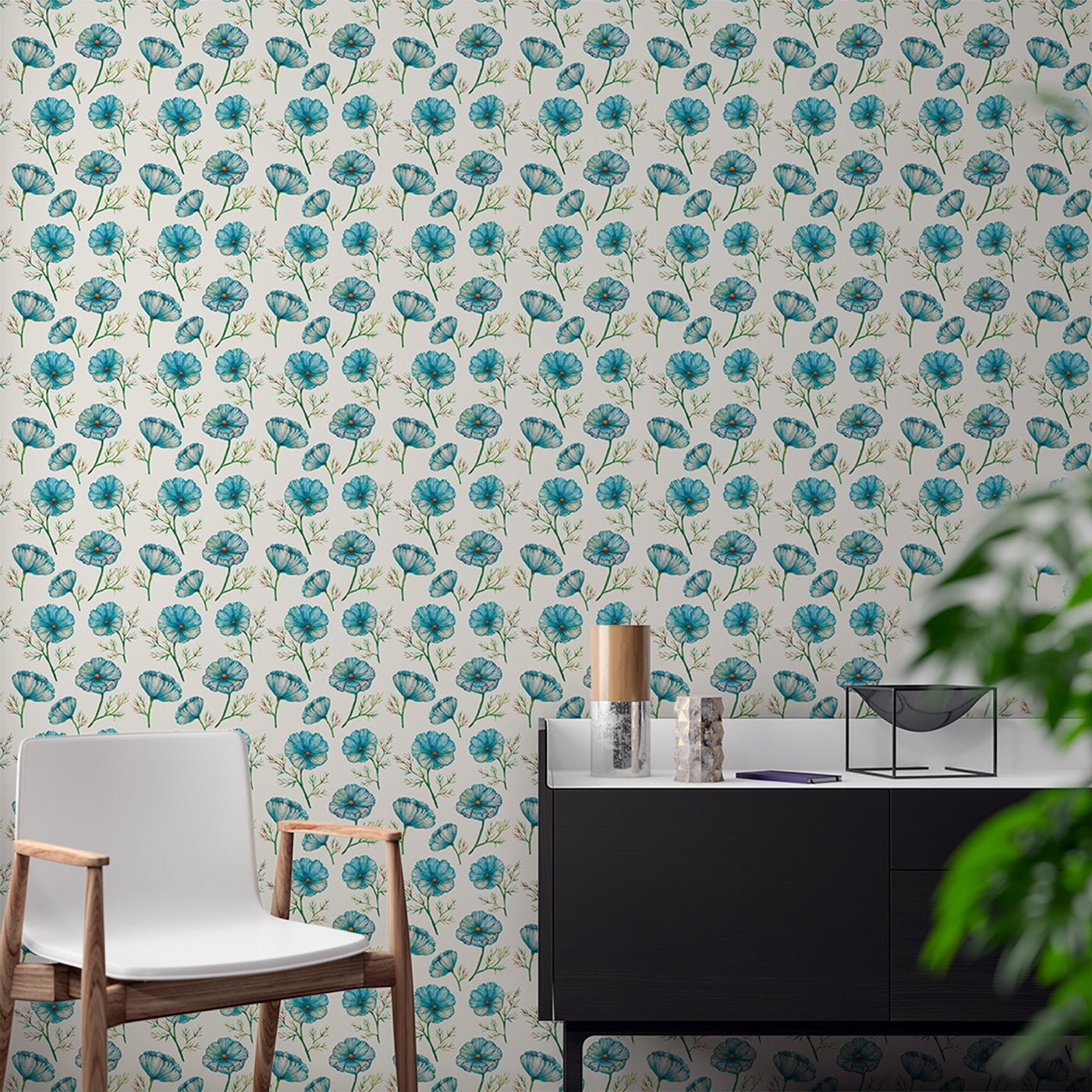 Floral & Leaves Wallpaper WAL1943-F