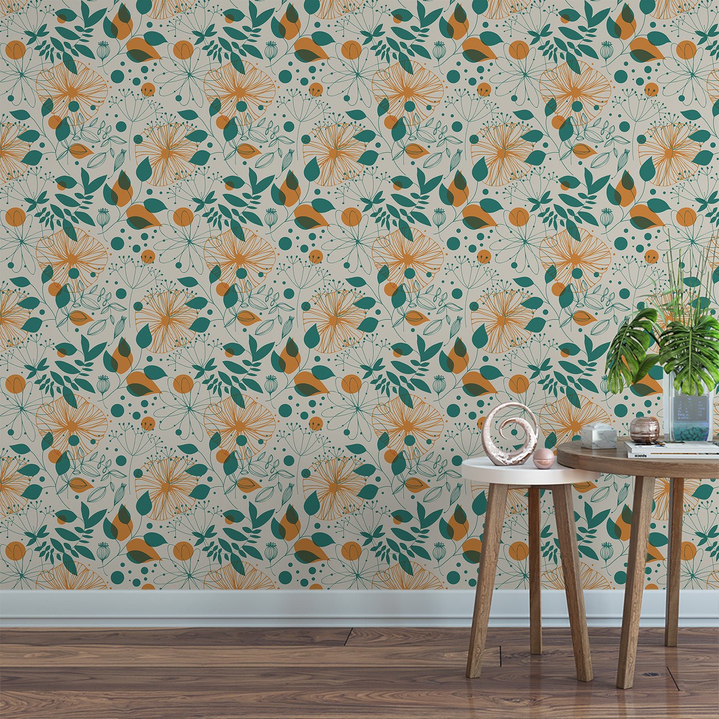 Floral & Leaves Wallpaper WAL1944-F