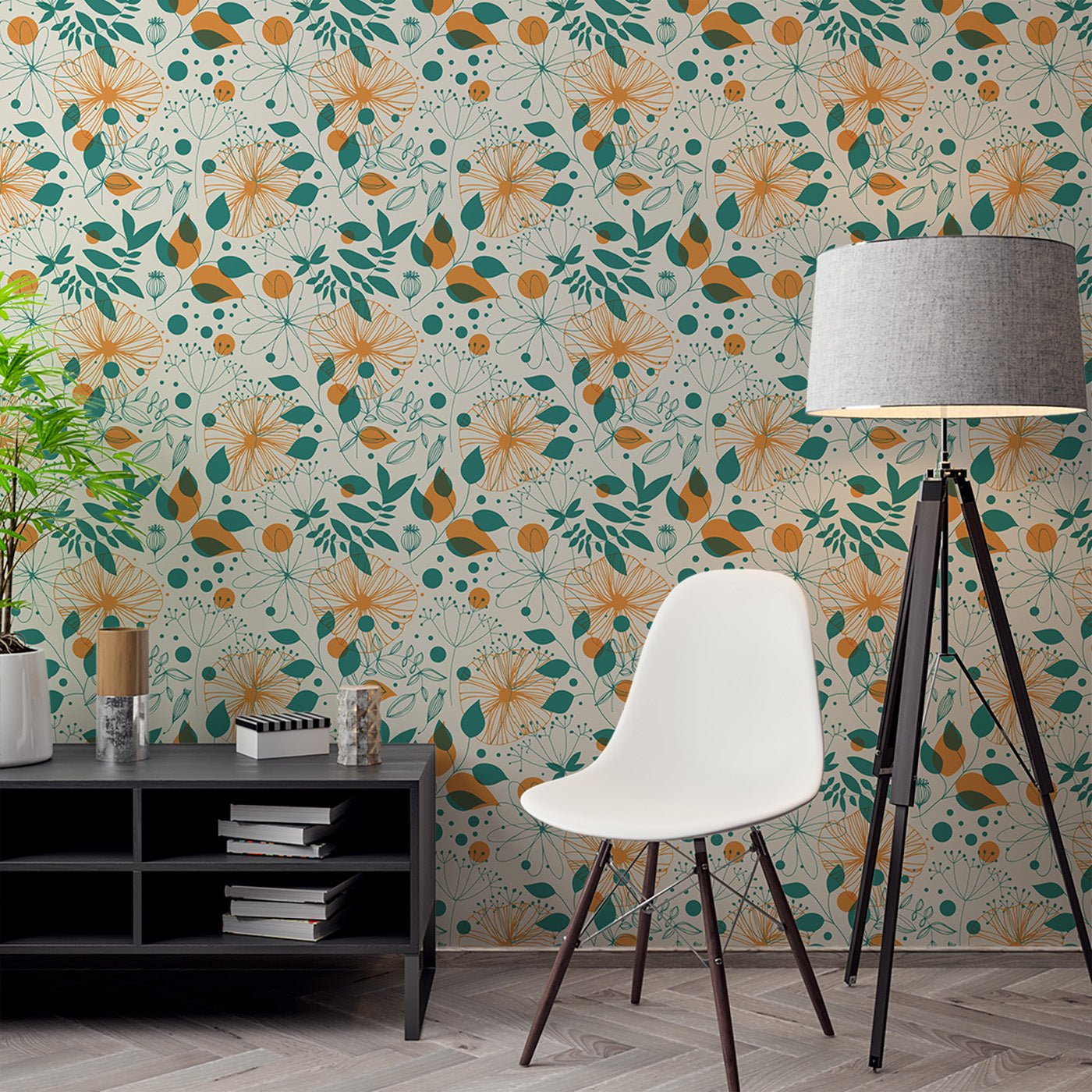 Floral & Leaves Wallpaper WAL1944-F