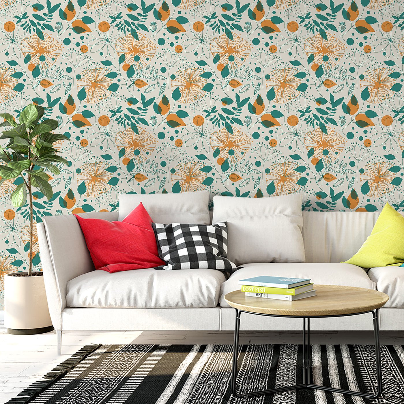 Floral & Leaves Wallpaper WAL1944-F