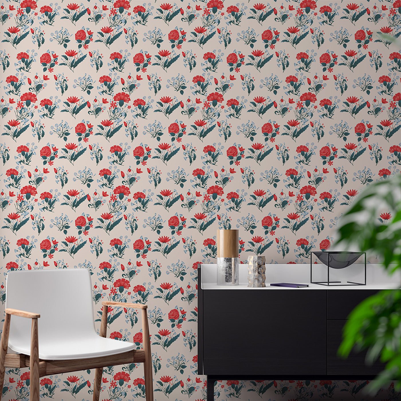 Floral & Leaves Wallpaper WAL1945-F