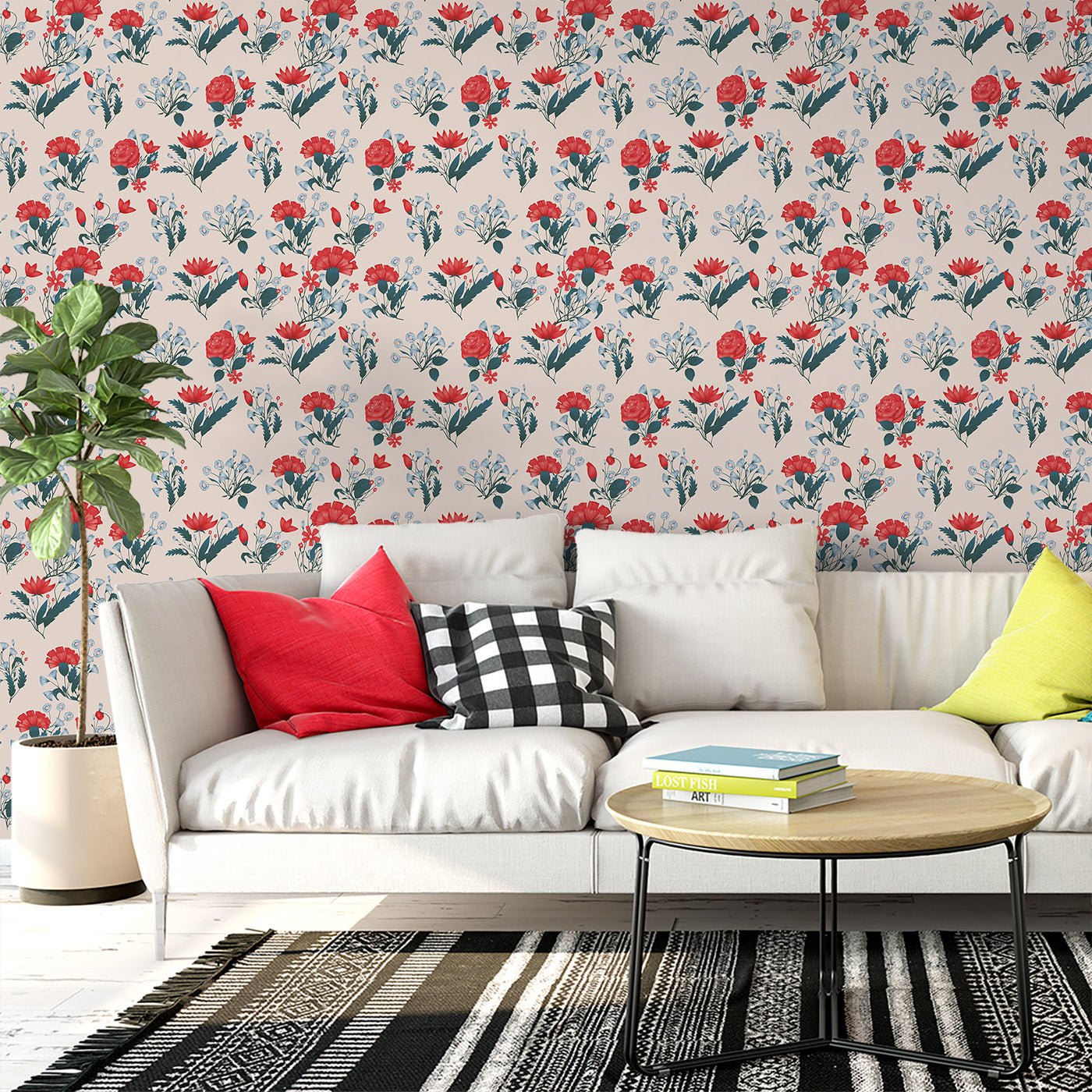 Floral & Leaves Wallpaper WAL1945-F