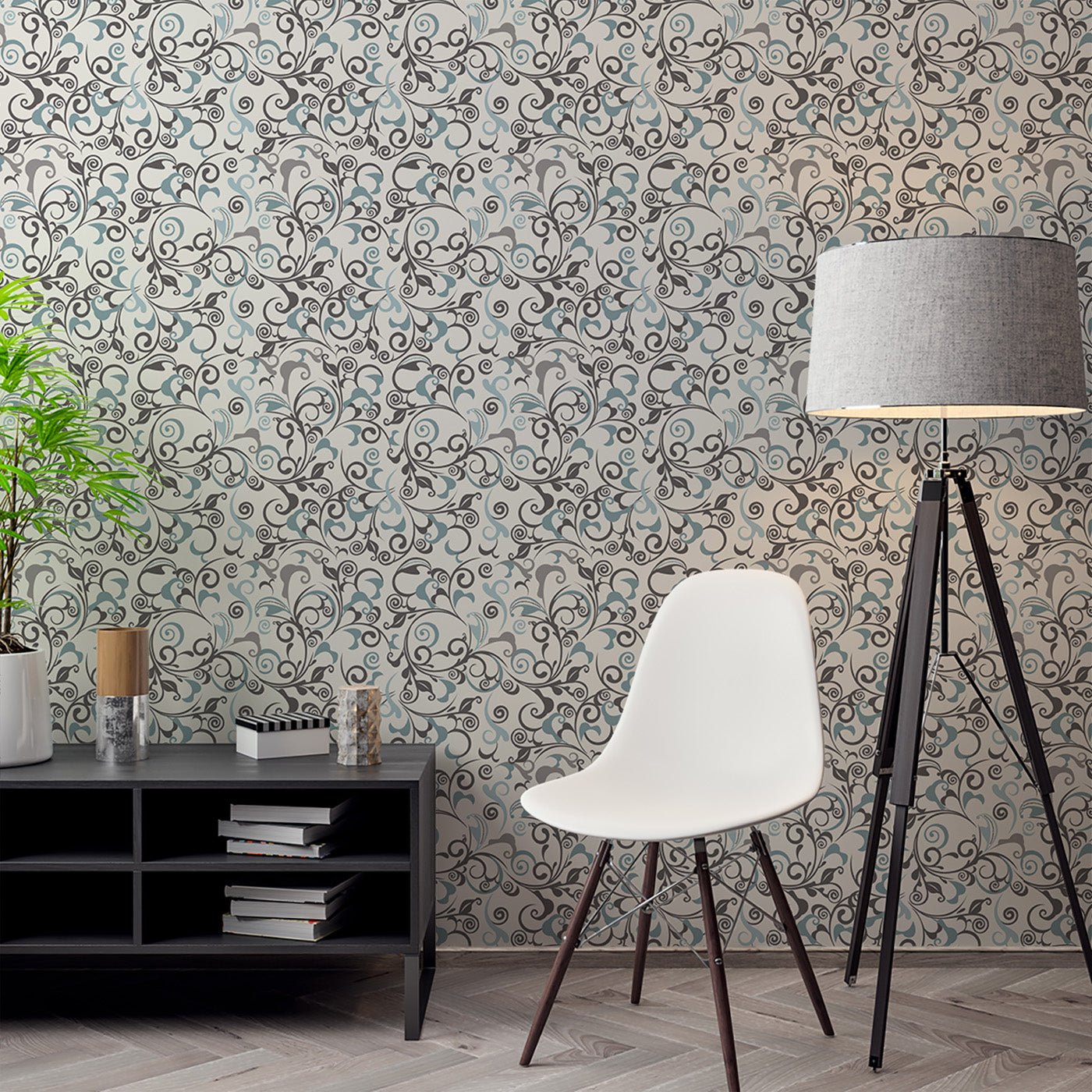 Floral & Leaves Wallpaper WAL1954-F