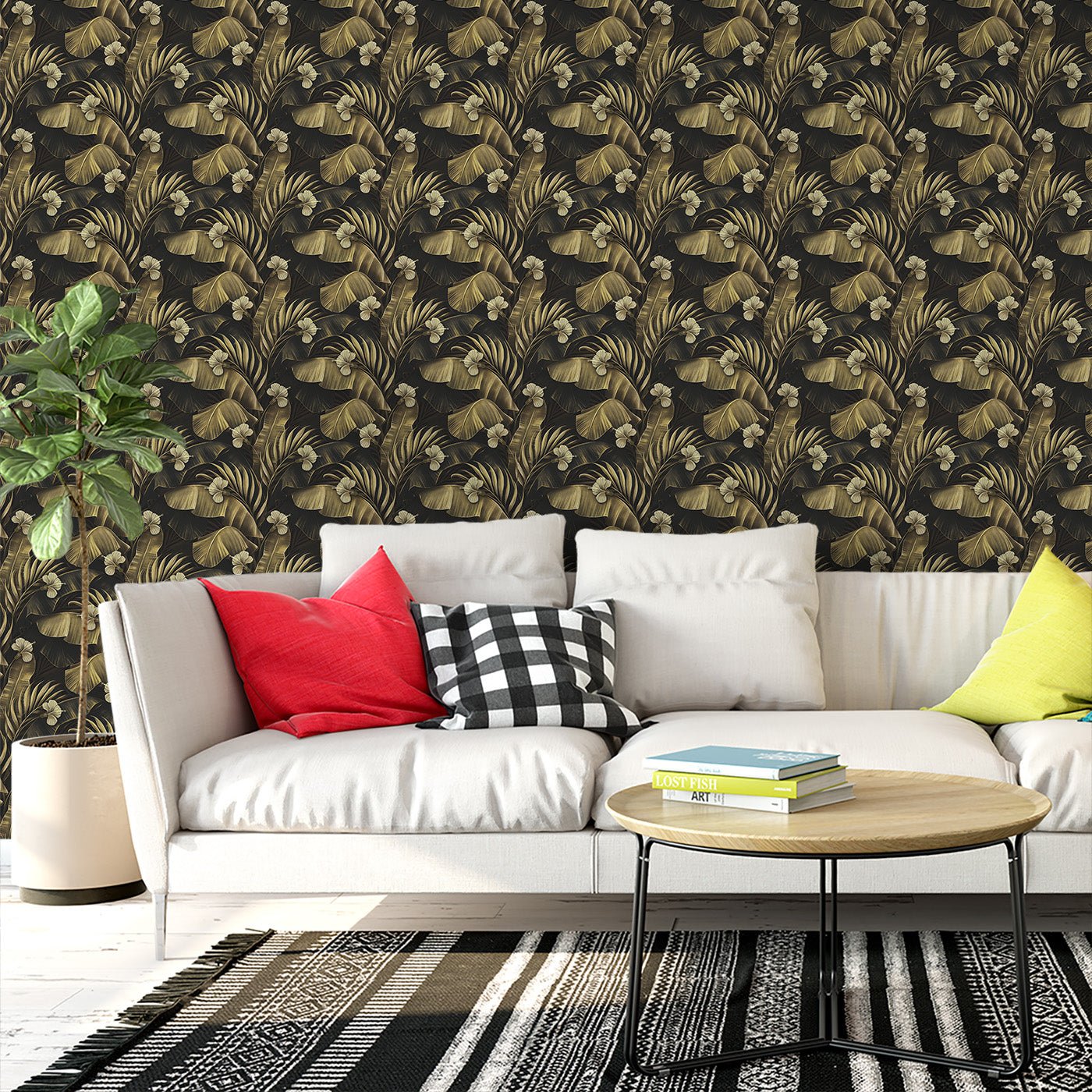 Floral & Leaves Wallpaper WAL1962-F