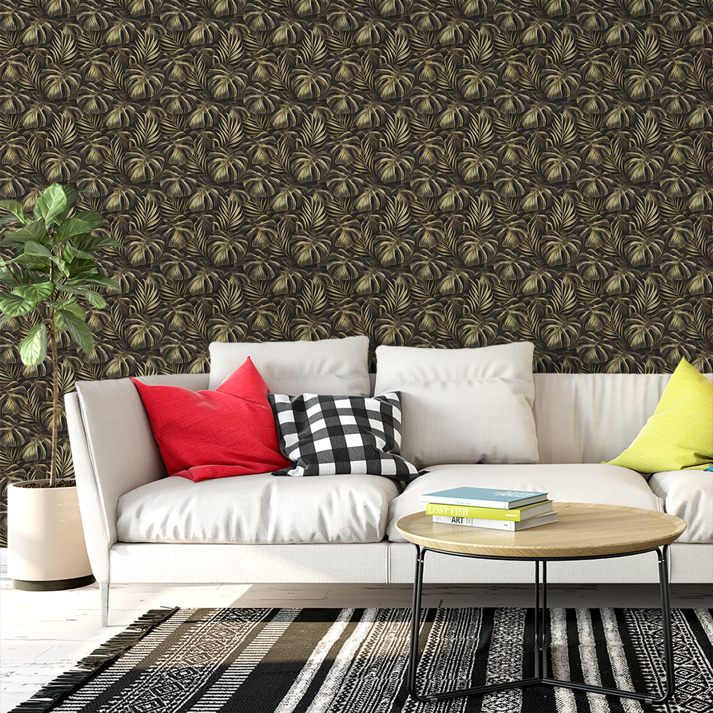 Floral & Leaves Wallpaper WAL1963-F