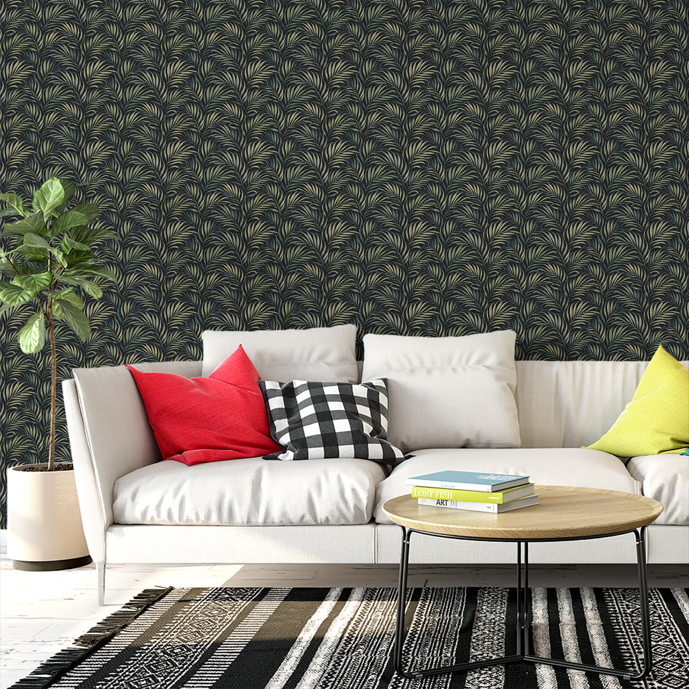 Floral & Leaves Wallpaper WAL1964-F