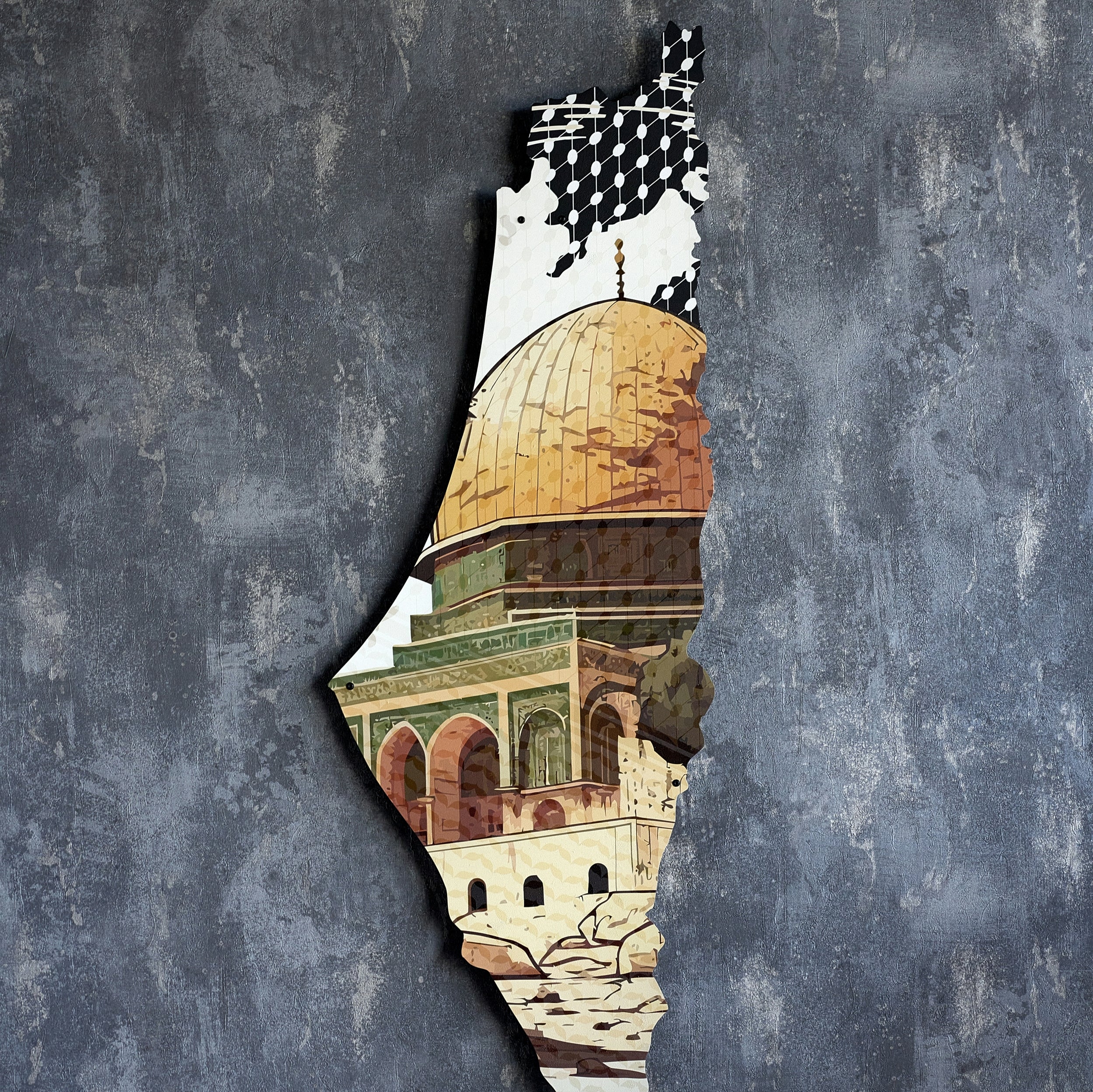 Palestine with Al-Aqsa Metal Wall Art