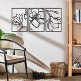 Floral Line 3 Set Metal Wall Art