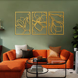 Floral Line 3 Set Metal Wall Art