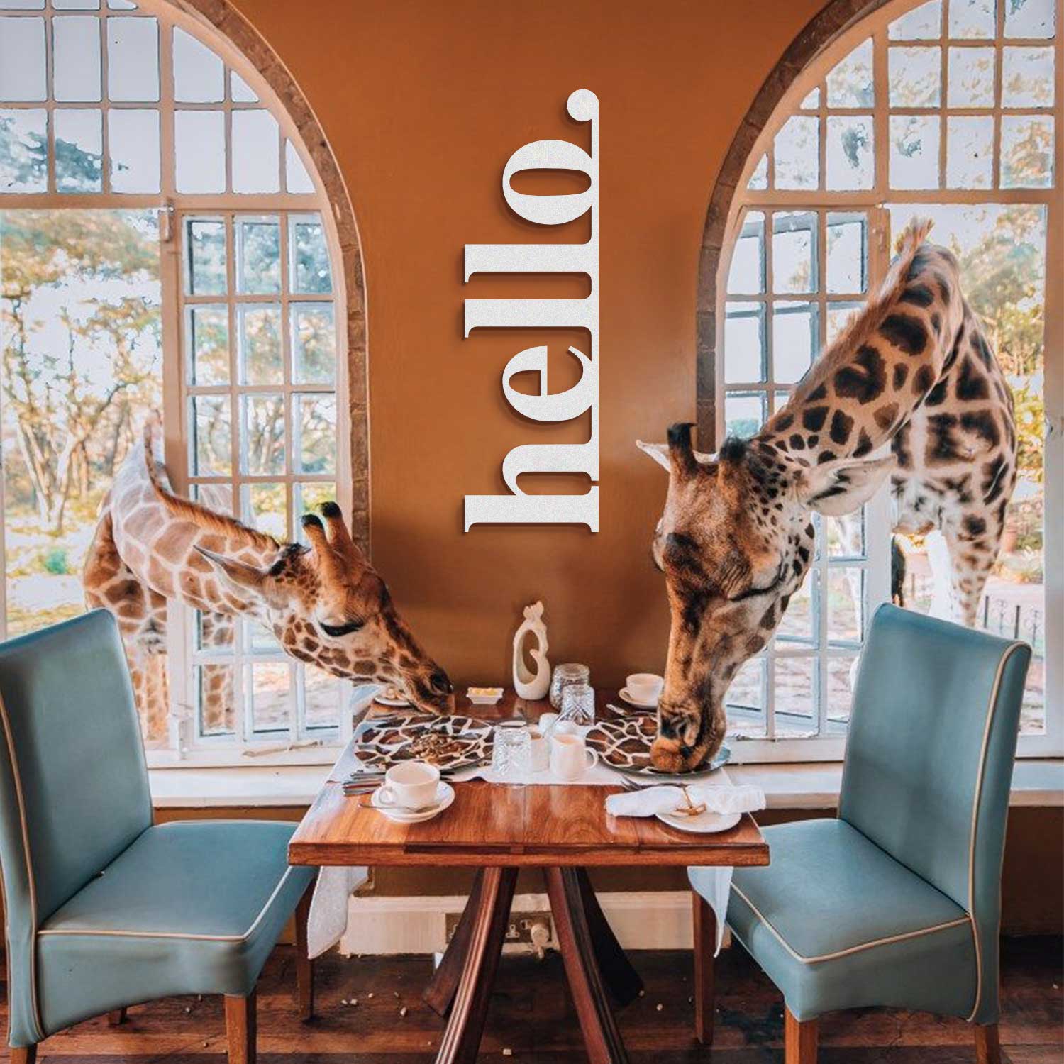 Hello Metal Wall Art