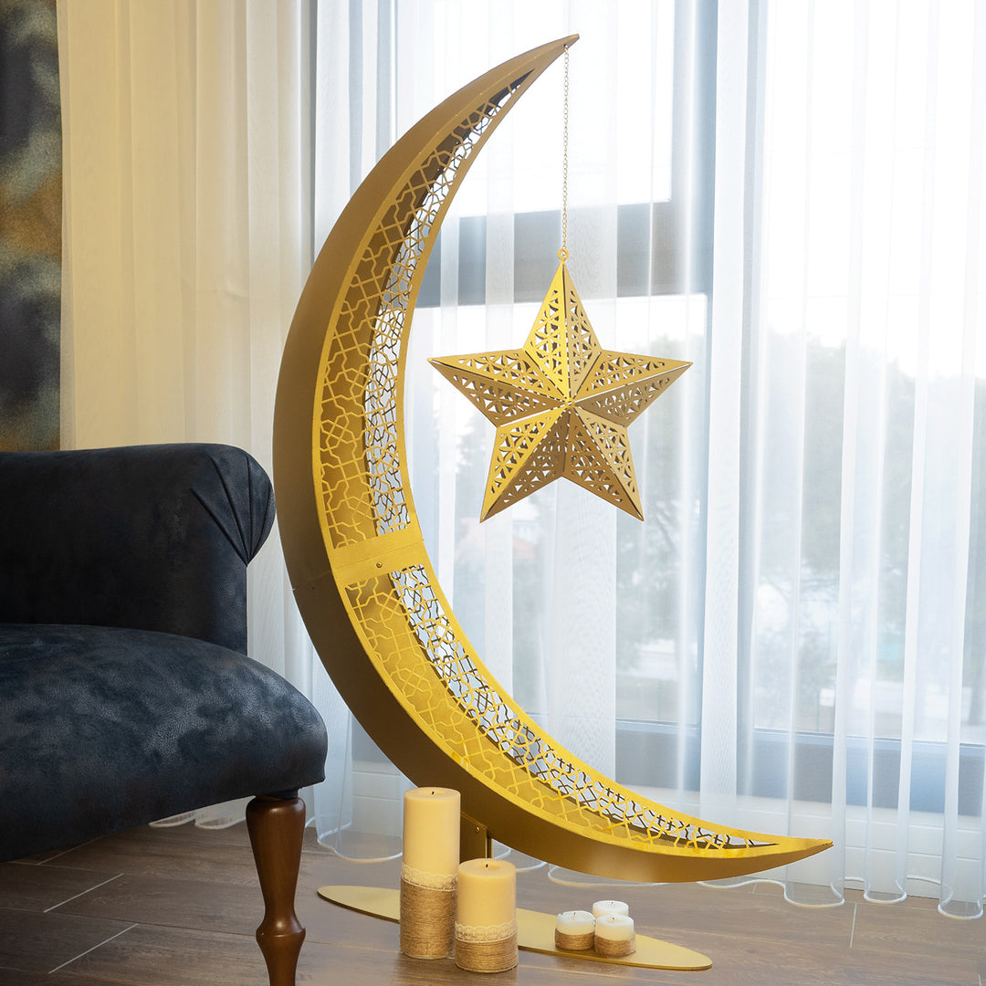 3D Metal Crescent Moon Islamic Decor