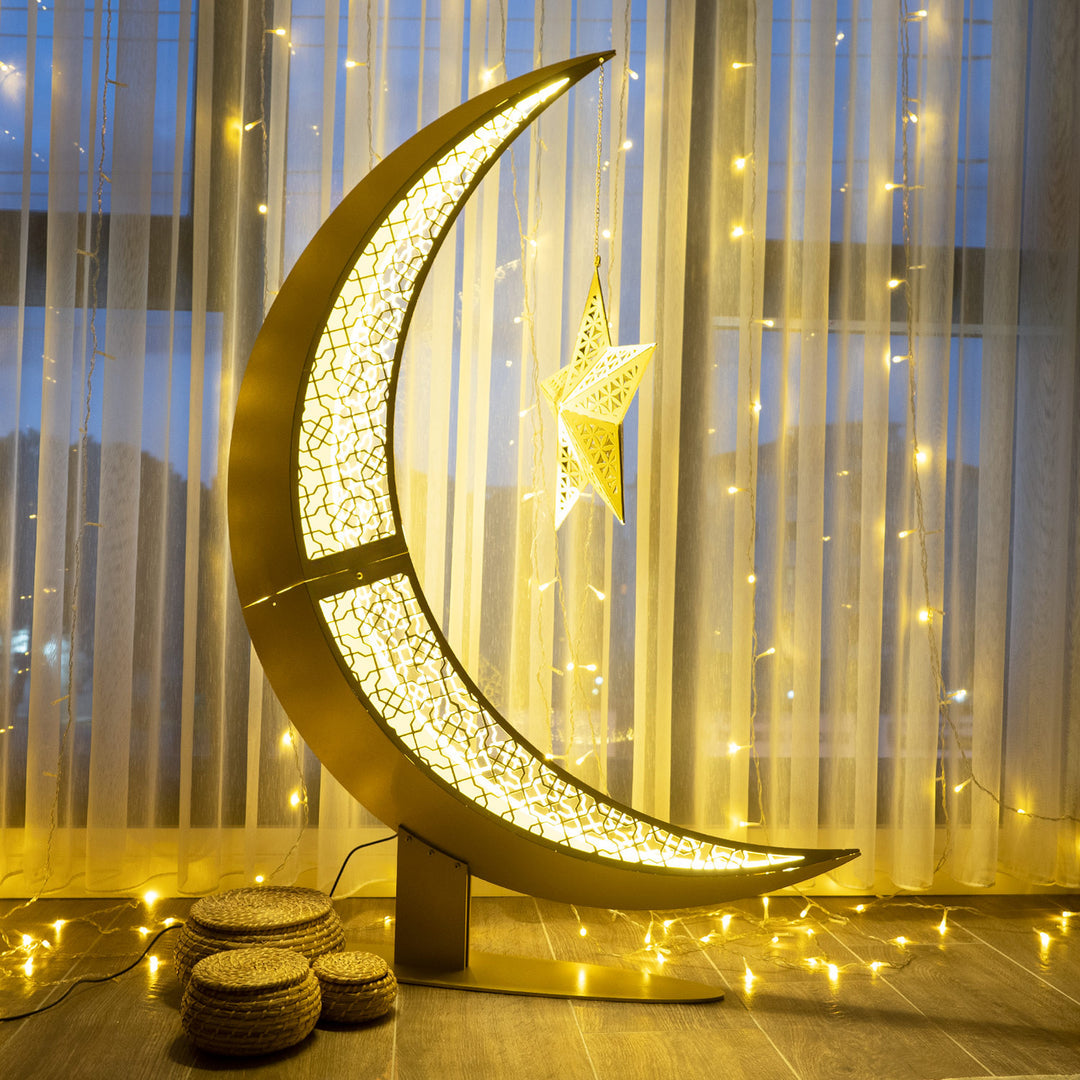 3D Metal Crescent Moon Islamic Decor