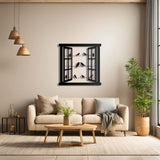 Window and Birds Metal Wall Art