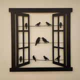 Window and Birds Metal Wall Art