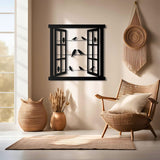 Window and Birds Metal Wall Art
